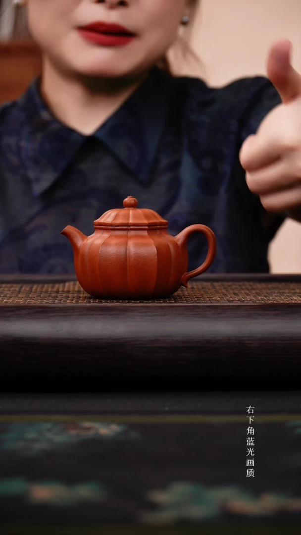 茶壶紫砂朱泥 筋纹小莲子