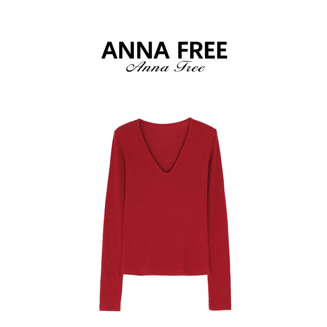 ANNA FREE 天丝羊毛混纺秋冬V领打底内搭极简百搭长袖ZCT251151
