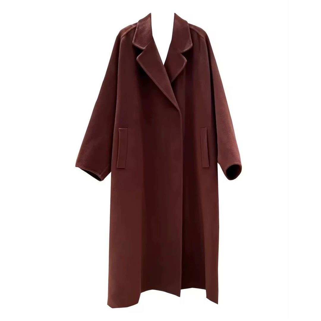 【安酒月专属】100绵羊毛羊双面呢长款大衣外套FF4IMD10-00