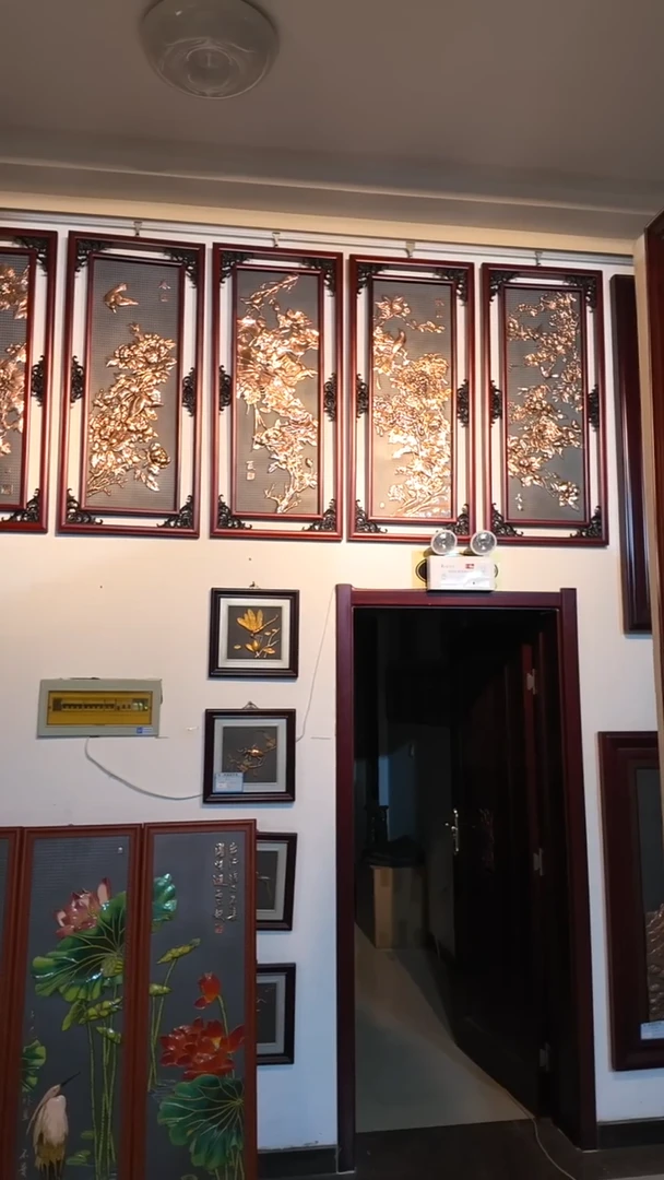 竖款紫铜浮雕四条屏春夏秋冬510*1130*4