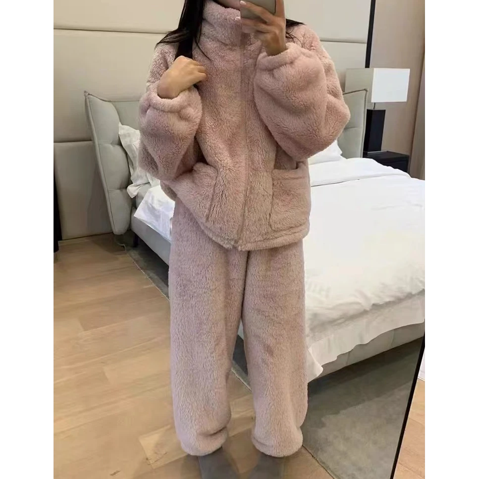 【套装】可外穿双面毛毛保暖家居服