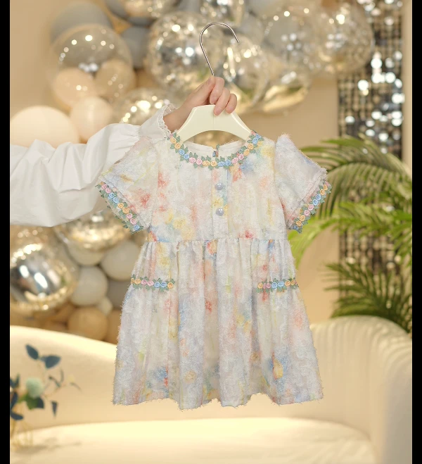 连衣裙儿童裙子童装碎花女童夏季旗袍洋气宝宝夏款泡泡袖小童