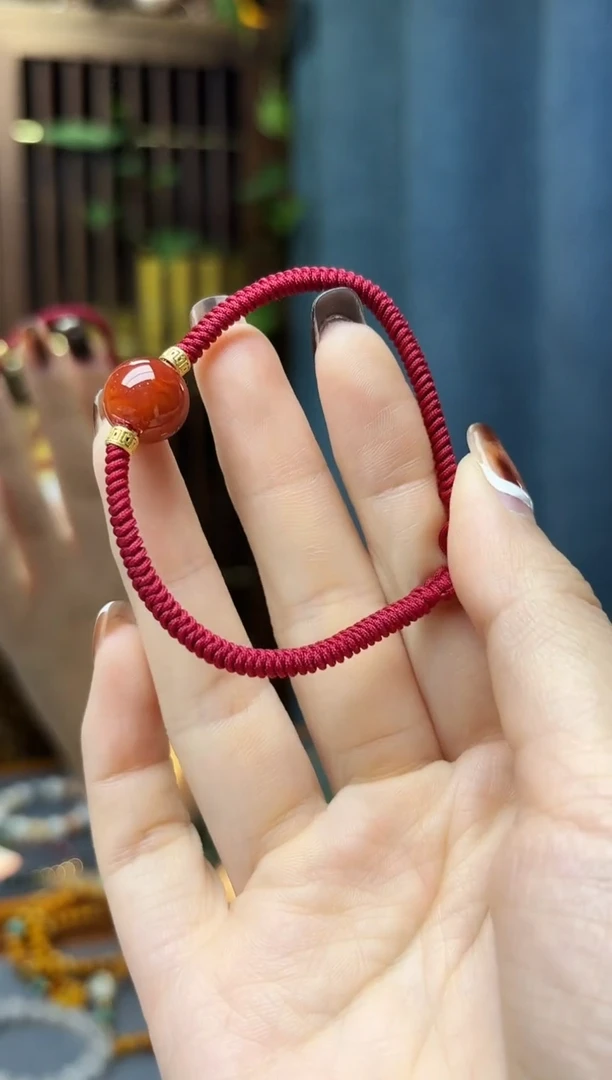 18K金镶嵌手绳南红玛瑙18K金南红单珠手绳ZX