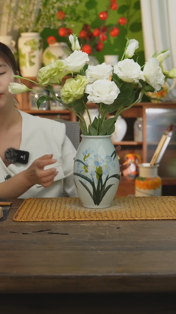 瓷片景德镇纯手工手绘花器摆件