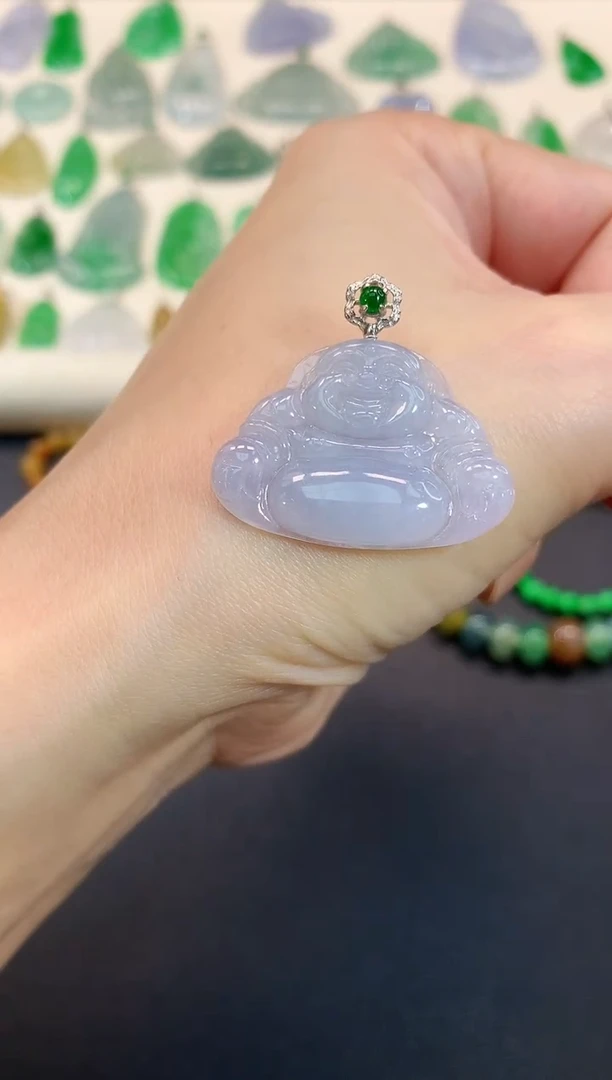 翡翠18K金镶嵌吊坠(不含链)佛公|780