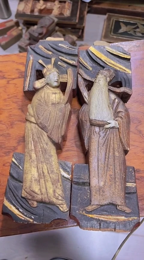 【闪购商品】香榧木一对孤品木雕80