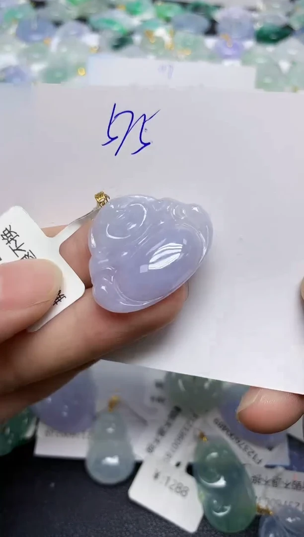 颈饰18K金镶嵌翡翠天然缅甸翡翠A货翡翠百元以上9元证书费自理