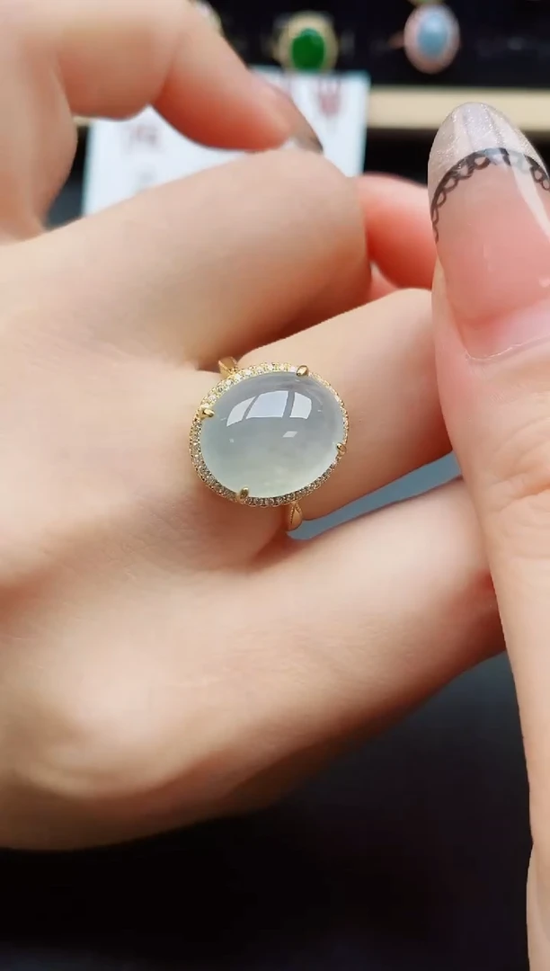翡翠戒指银S925镶嵌50805