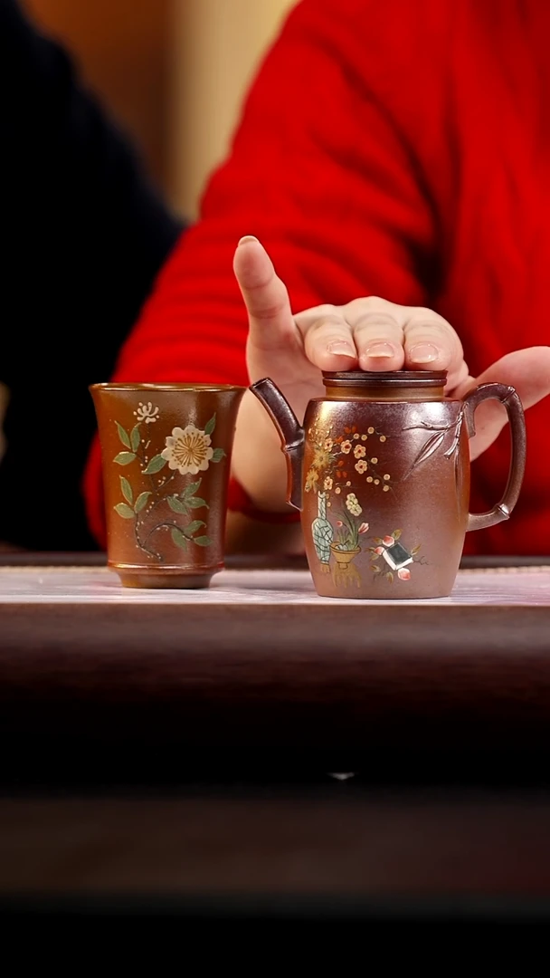 茶壶紫砂老段泥柴烧高竹节清供图