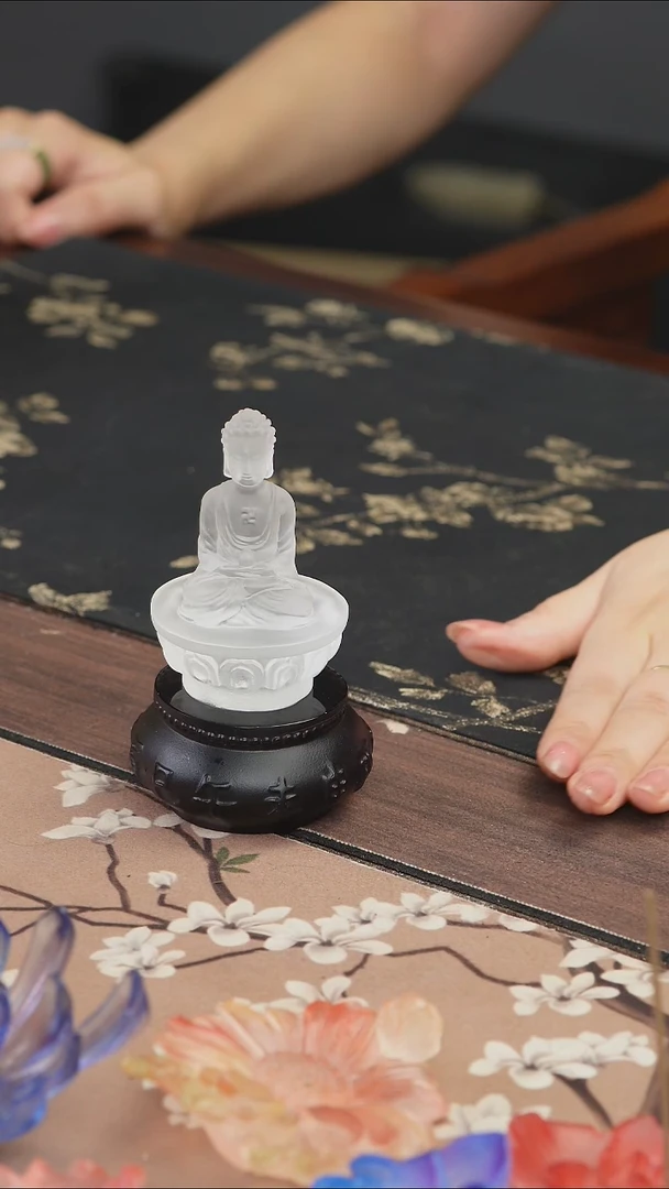 手工艺品琉璃白色药师佛茶宠摆件