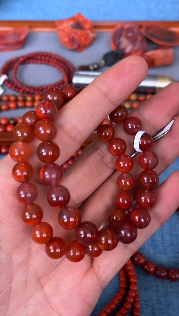未镶嵌手串南红玛瑙N13凉山瓦西料牛血火焰单圈多样性发其一
