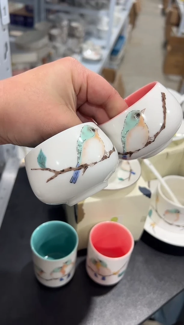 杯子骨瓷（简装）小鸟品茗杯一对