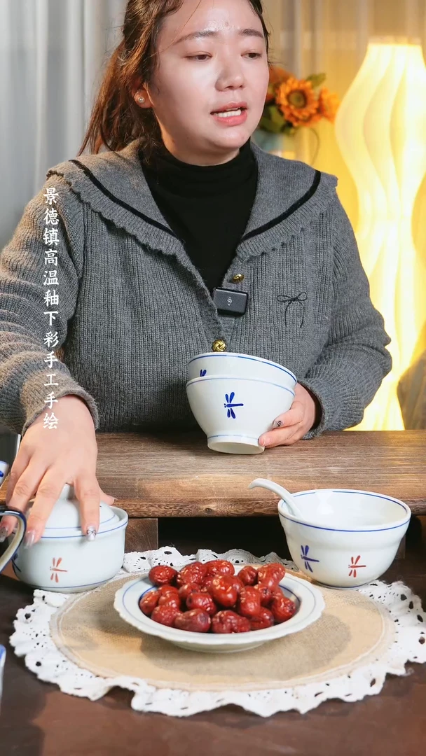 【闪购商品】碗10只景德镇高温陶瓷手绘釉下彩