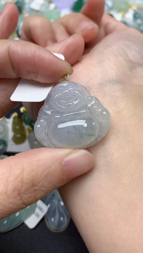 颈饰18K金镶嵌翡翠天然缅甸A货翡翠