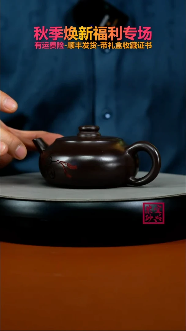 茶壶紫砂蒋静明赤龙血财缘扁韵220CC