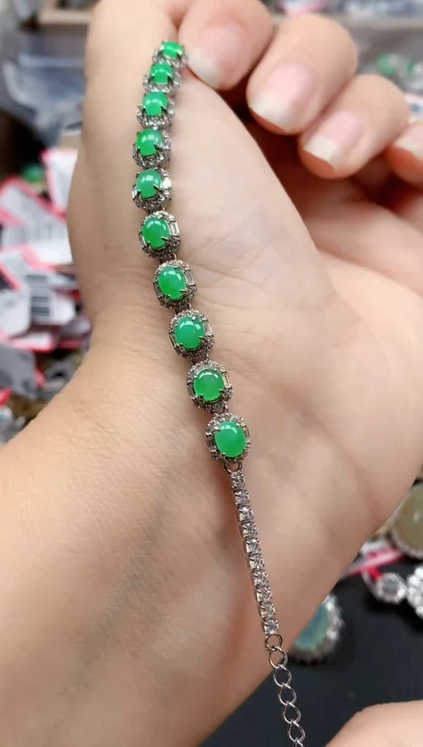 银S925镶嵌戒指翡翠天然A货缅甸翡翠