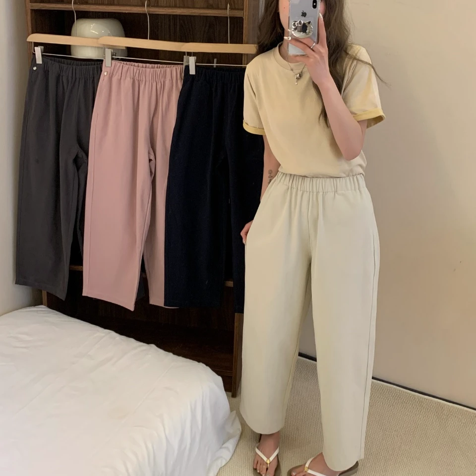 【主播推荐】女士四色全棉贝壳扣裤子6505