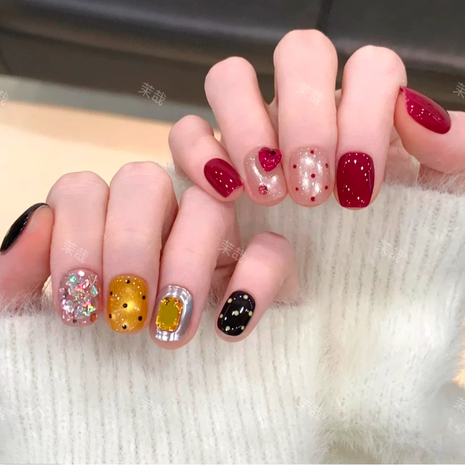 茉哉【梅子菠萝】纯手工定制美甲拆卸穿戴甲A3878