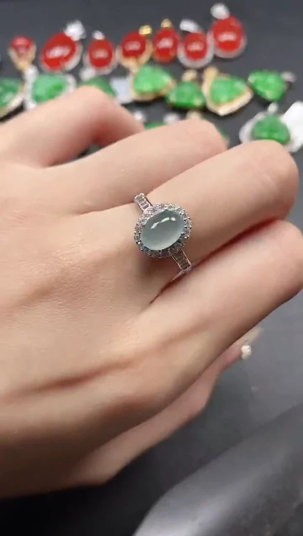 银S925镶嵌戒指翡翠51151