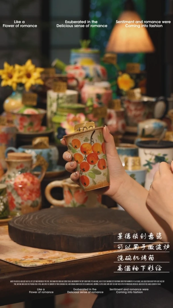 陶瓷102景德镇高温釉下彩绘设计师款式