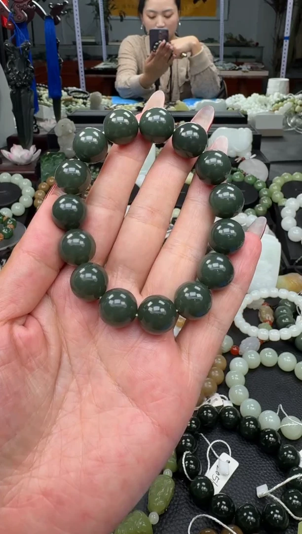 未镶嵌手链和田玉新疆且末瓷蓝卡14