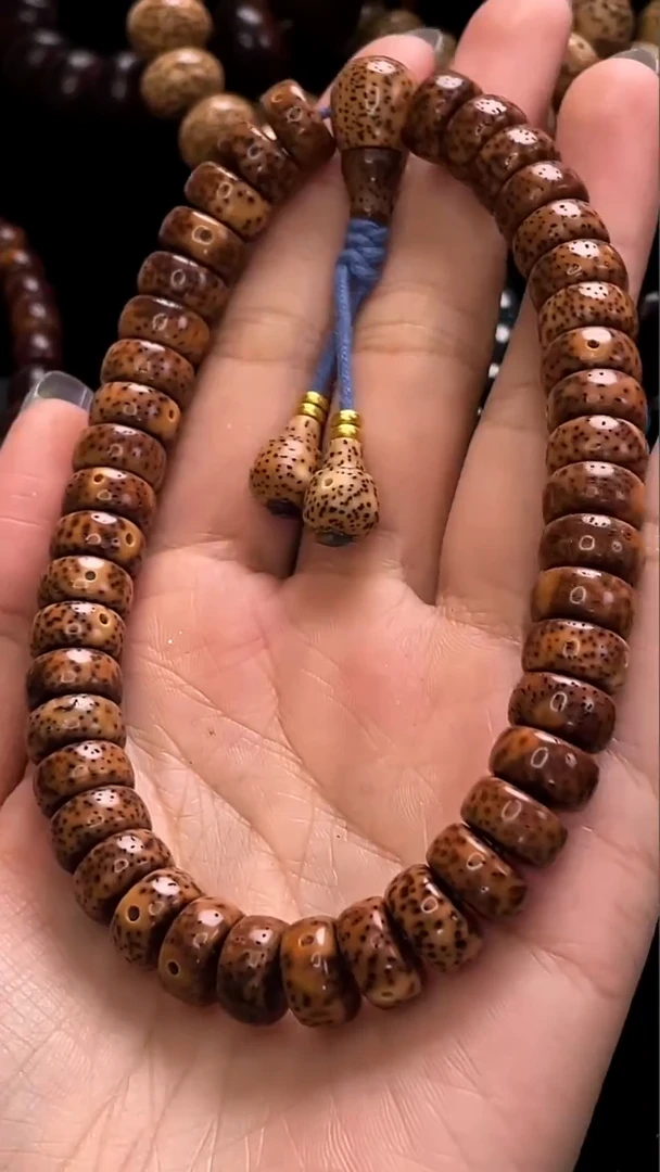 手串星月菩提精工级中珀花皮药片11*6手持