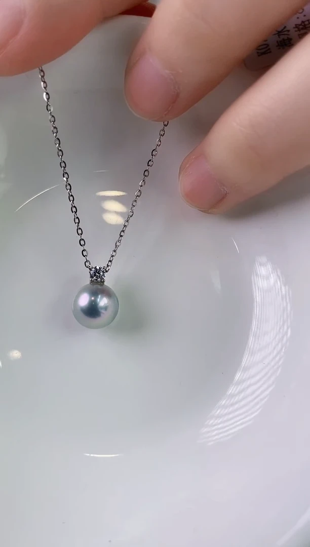 【闪购商品】海水珍珠吊坠(赠链)18K金镶嵌8.5-9真多麻吊坠