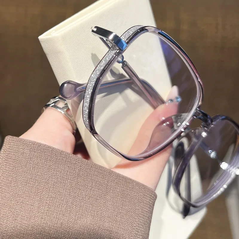 网红超轻韩版防辐射平光时尚复古护目黑框大框大方框百搭星空椰子