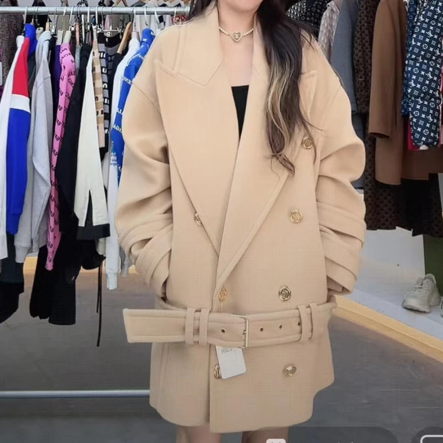 未使用 BALMAIN/巴尔曼 纯色大衣外套 咖色/36