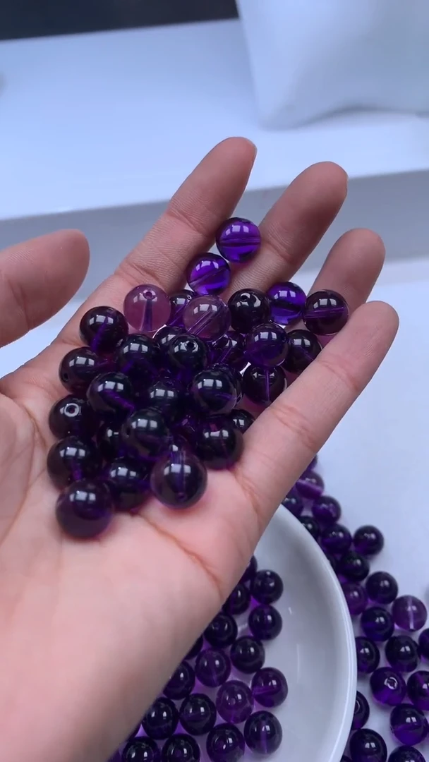 颈饰未镶嵌水晶w2350全净体紫水10mm*5颗