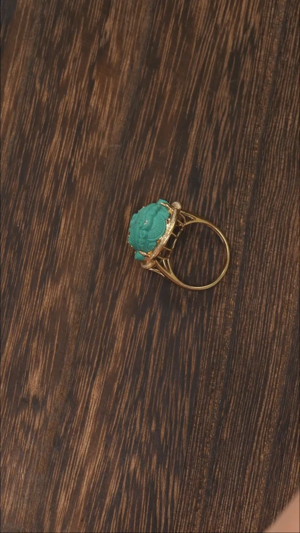 【闪购商品】绿松石戒指18K金镶嵌1