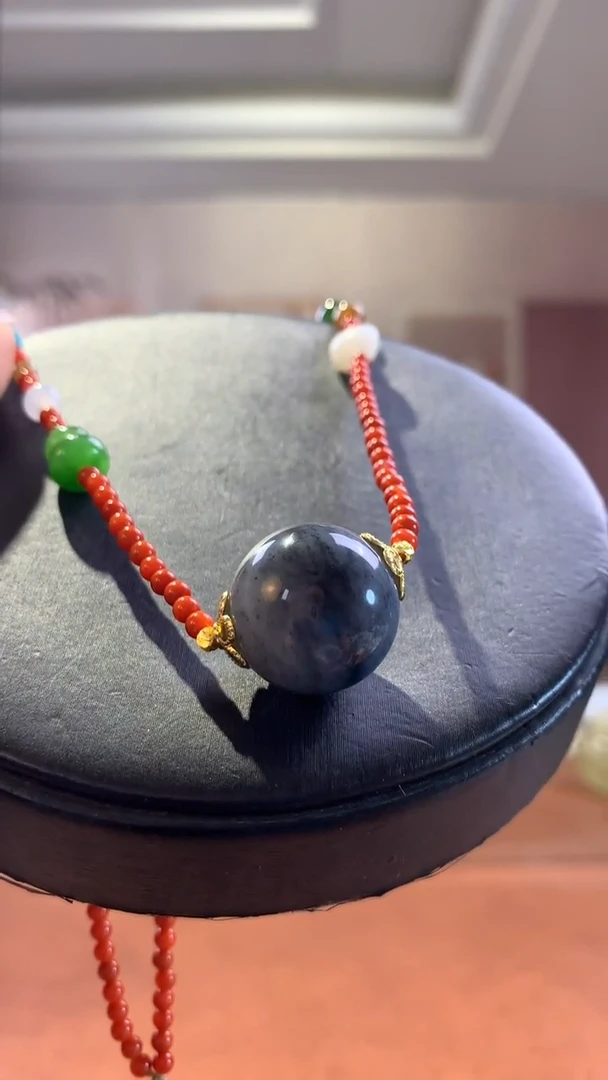 未镶嵌和田玉挂件青花锁骨单珠吊坠