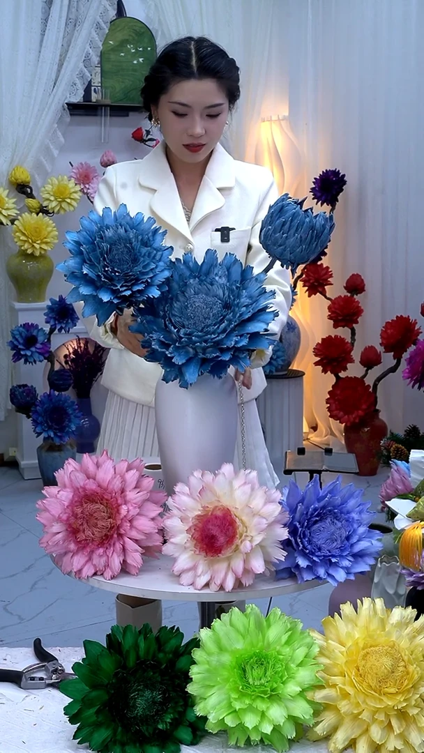 永生洋蓟灰蓝3头【叶片有伤花心短】9389