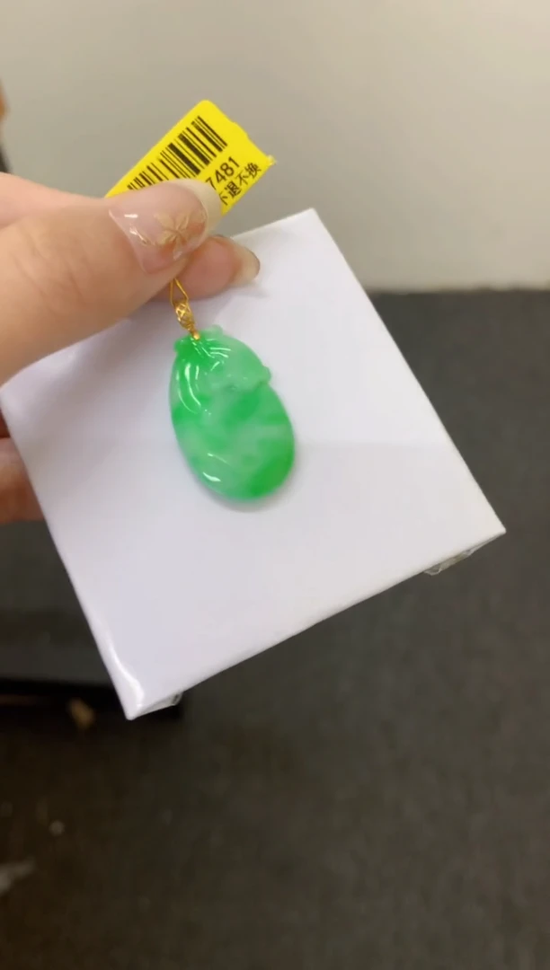 吊坠(不含链)18K金镶嵌翡翠挂件