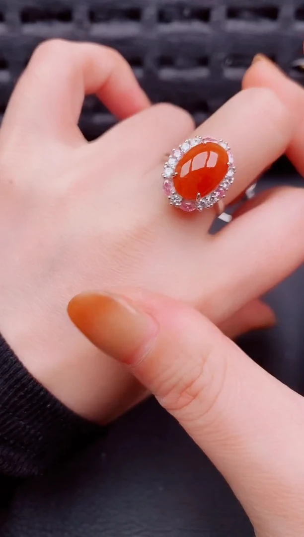 【闪购商品】翡翠戒指银S925镶嵌天然a货翡翠456