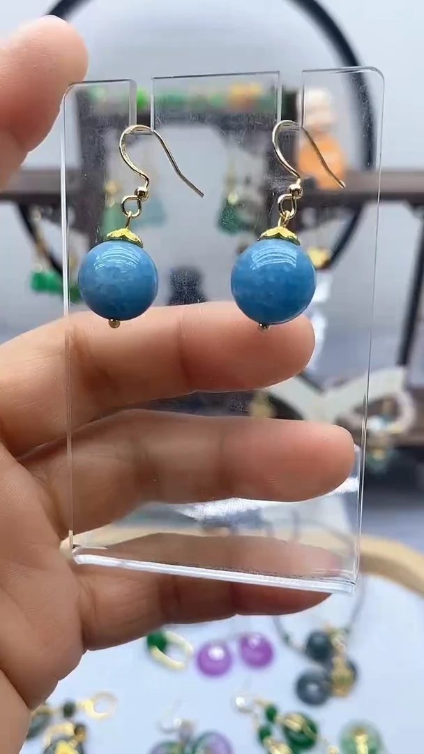 海蓝宝石耳坠14K金镶嵌27