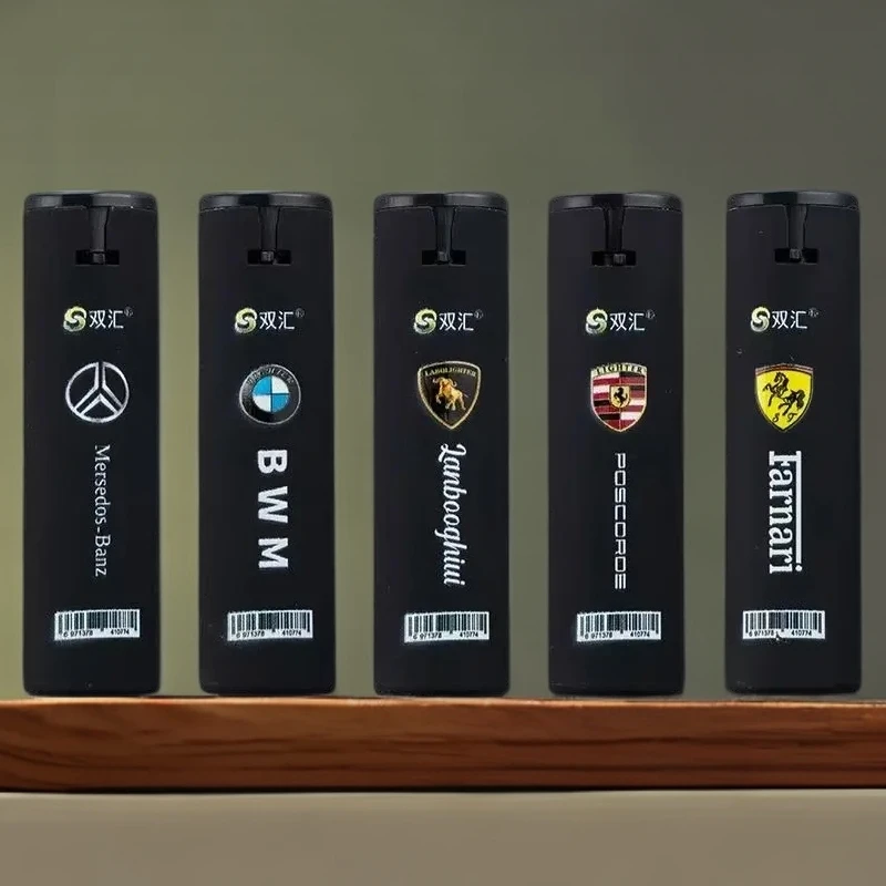 车标圆柱金属磨砂直冲防风蓝焰直冲金属打火机个性创意零售家用