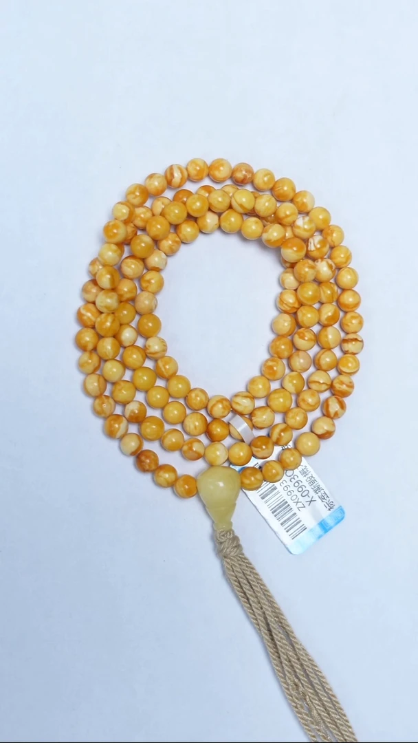 蜜蜡颈饰未镶嵌丹麦花蜡圆珠108项链5mm