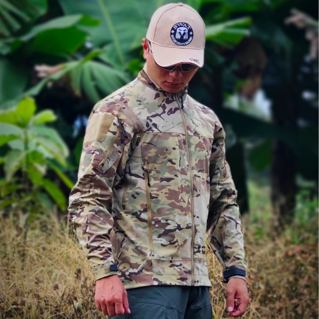 橘皮四面弹春秋战术夹克特种兵迷彩外套军迷户外软壳冲锋衣军鸟男