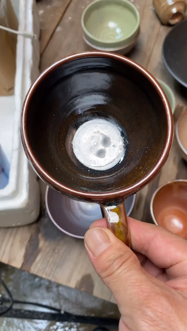 浪鬼家釉绘柴烧不**海咖啡杯