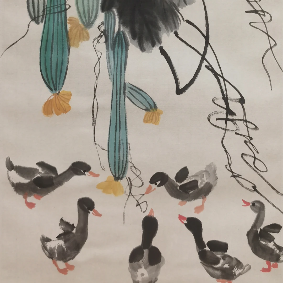 【辽拍】V250709-2-641《鸭子》（2.9平尺) 纸本镜片 ws1231