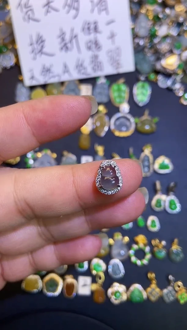 翡翠银S925镶嵌吊坠(不含链)1