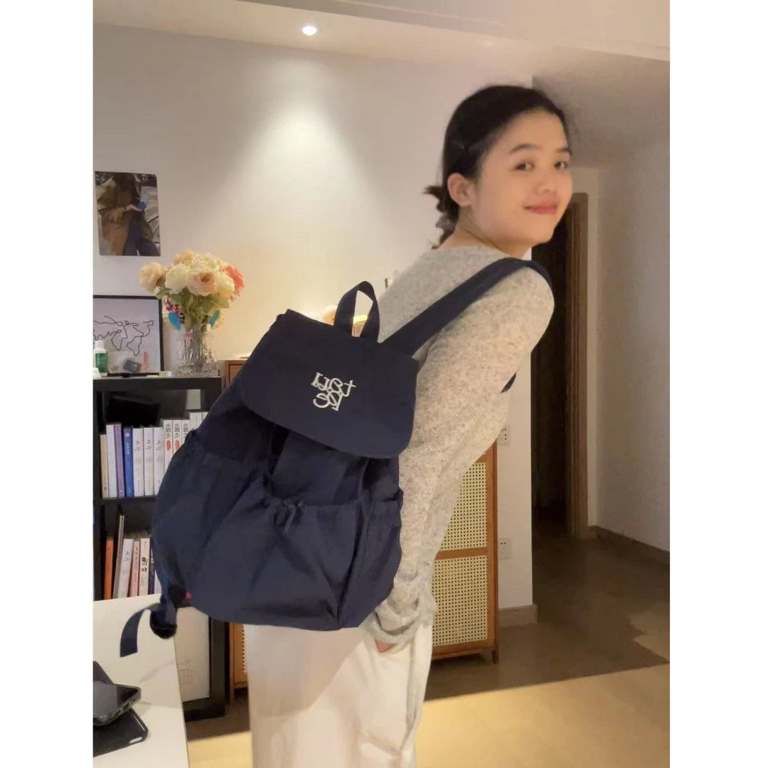 ins同款双肩包 韩版字母尼龙帆布包