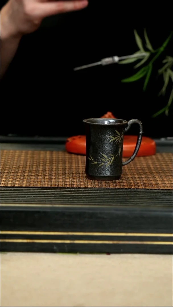 【闪购商品】紫砂茶壶18竹叶竹节杯 柴烧