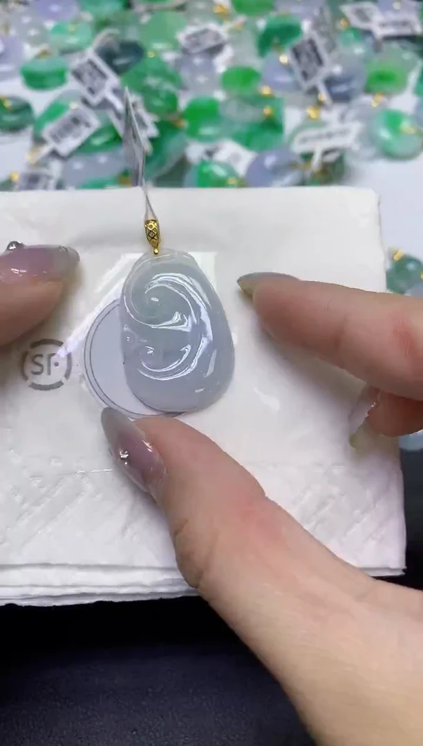 颈饰18K金镶嵌翡翠天然缅甸翡翠A货百元以上9元证书费自理