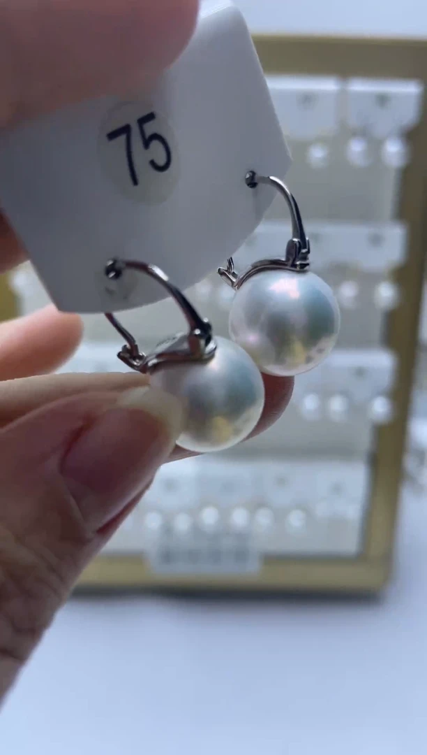 银S925镶嵌耳饰淡水珍珠75