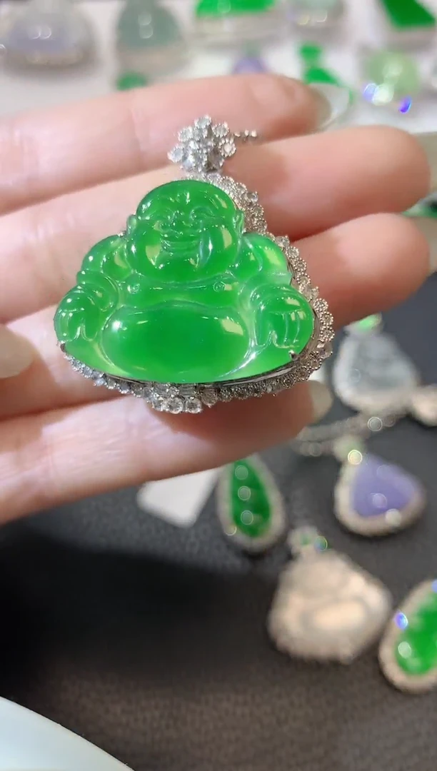 翡翠18K金镶嵌吊坠(不含链)C15翡翠