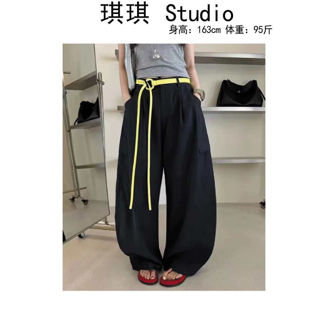《琪琪家》夏季新款潮流气质时尚带腰带显瘦减龄工装休闲裤0031-N