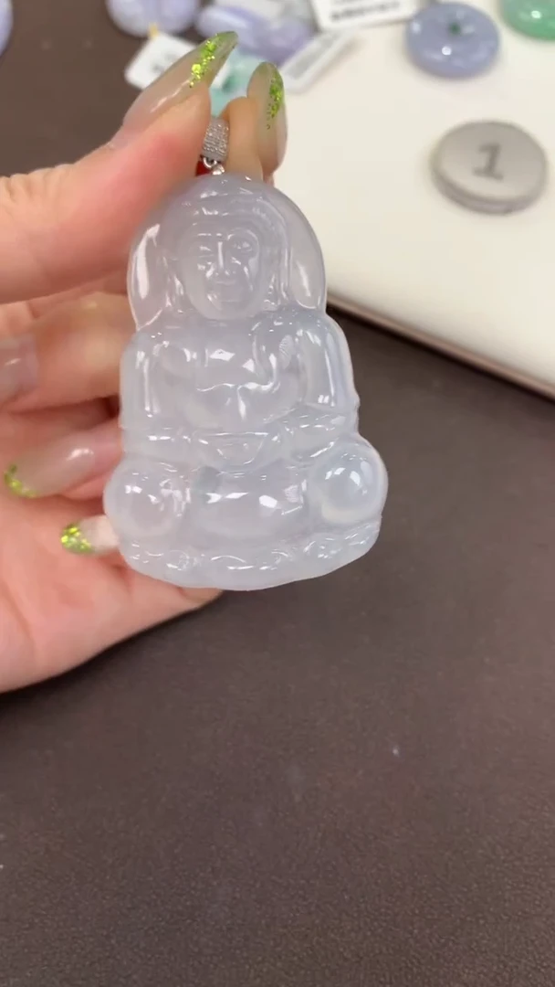 颈饰18K金镶嵌翡翠天然缅甸a货翡翠