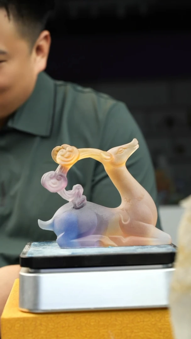 手工艺品琉璃老*米古法琉璃鹿摆件